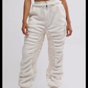 Free People Movement Sundown Fleece Pants in the color ivory.